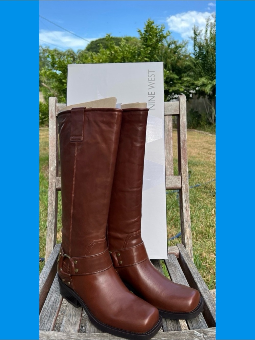Nine West Fawsta Biker Leather Boots Size 7 Brand New In Box